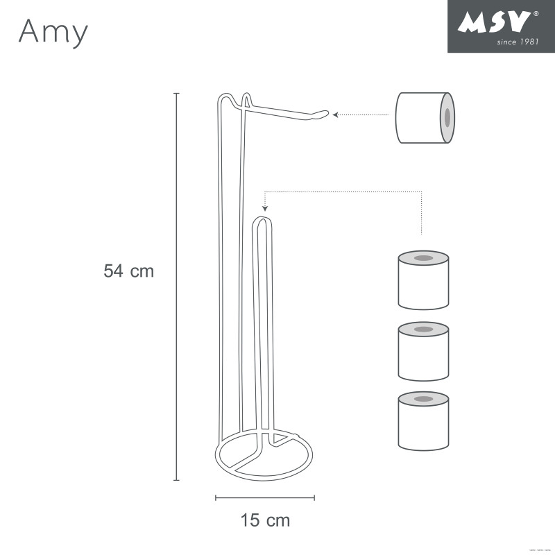 Spirella Porte Rouleau Papier Wc Sur Pied Avec Réserve AMY Acier Chromé MSV