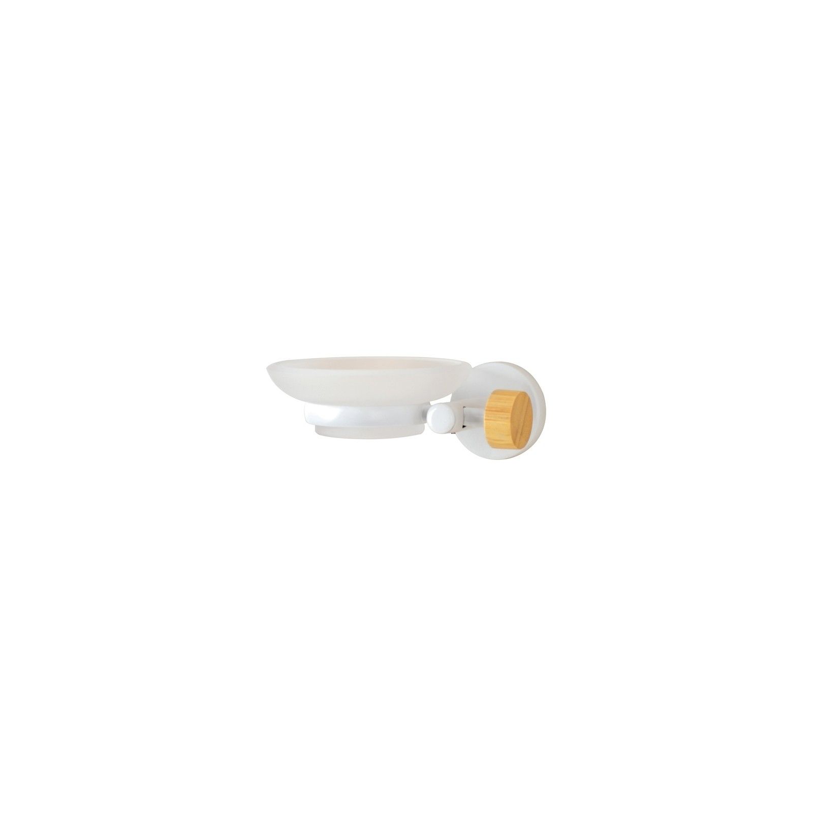Spirella Porte Savon à  Fixer Acier & Bambou IANA Transparent & Blanc MSV