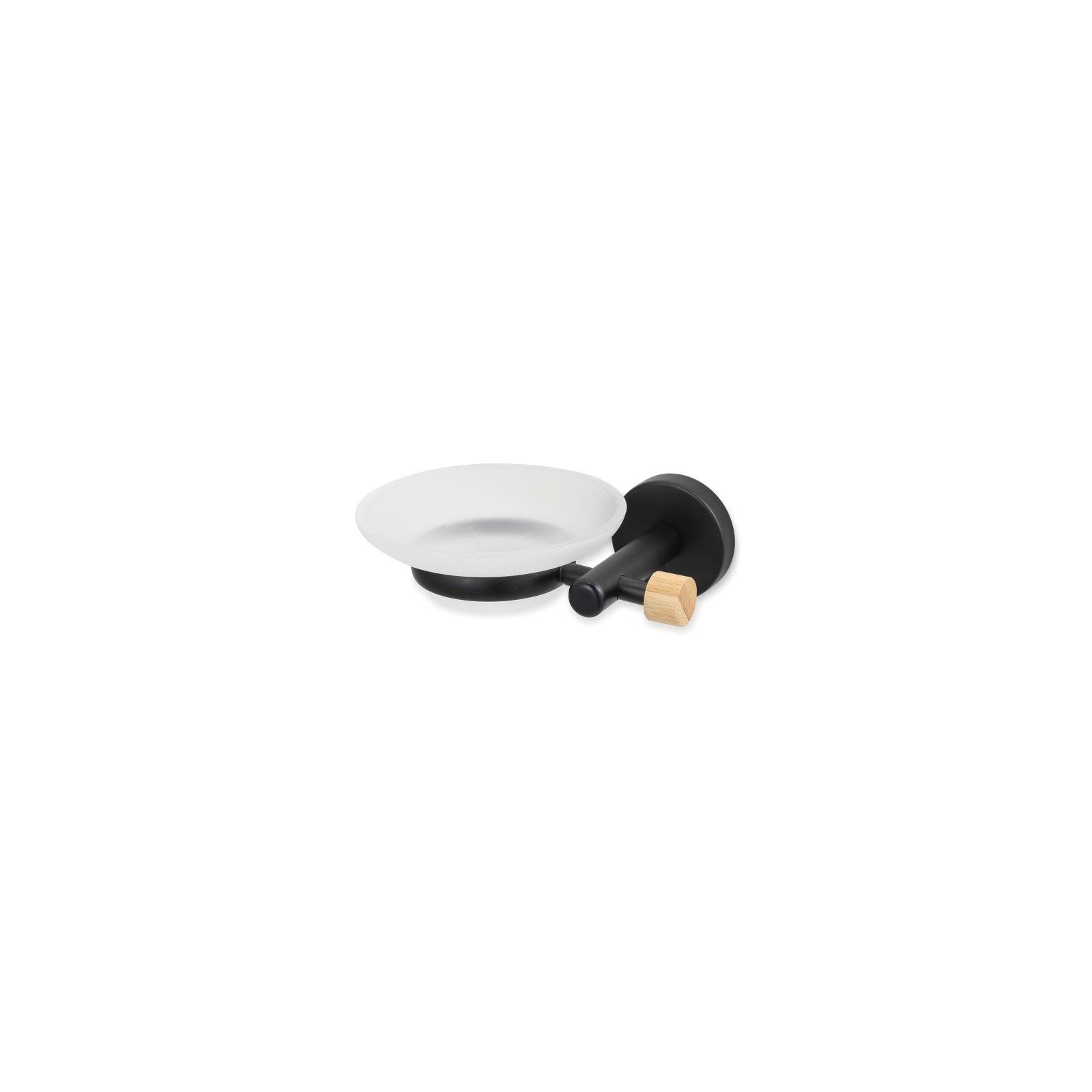 spirella Porte savon à  fixer Acier & Bambou IANA Transparent & Noir MSV