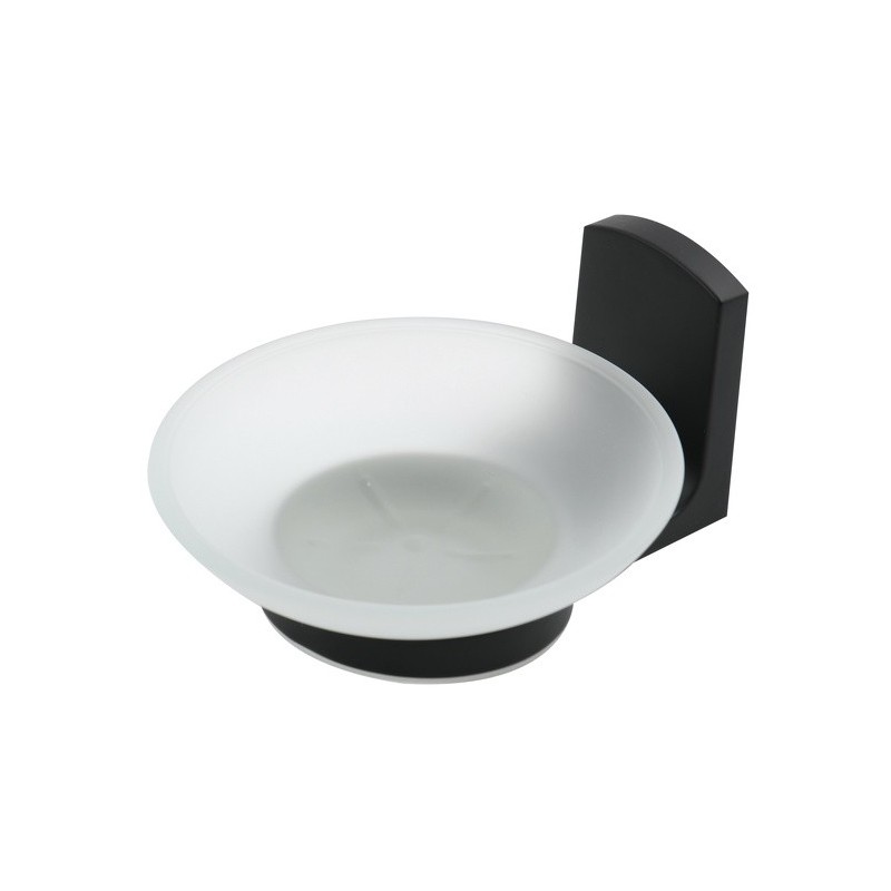 Spirella Porte Savon à  Fixer Verre & Chromé TAKU Transparent & Noir Spirella