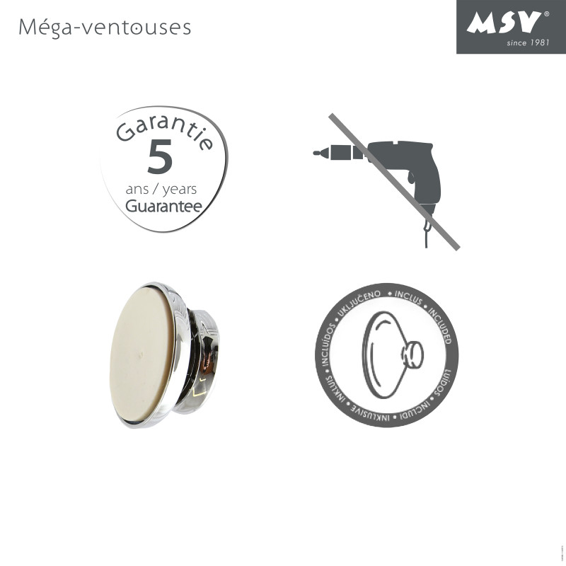 Spirella Porte Savon Avec Mega Ventouse Acier Chromé Gris MSV