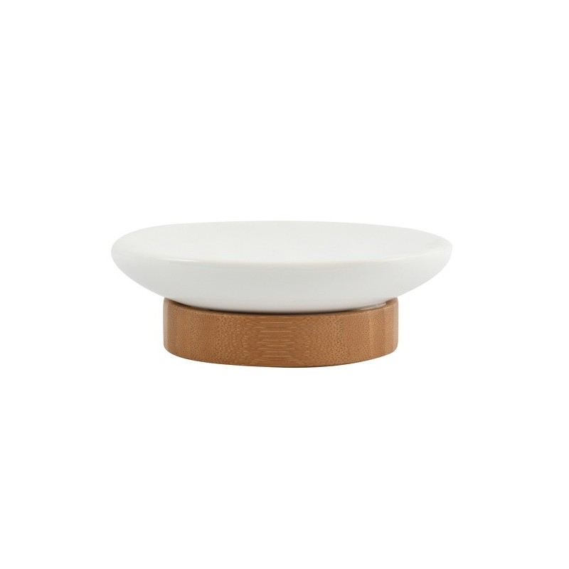 spirella Porte Savon Céramique & Bambou TALLINN Blanc MSV