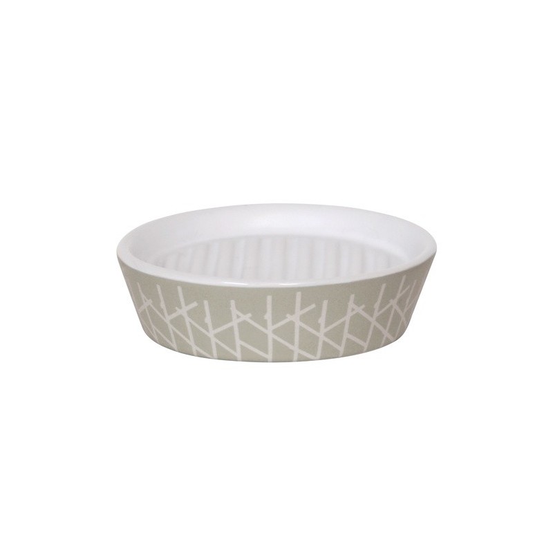 spirella Porte Savon Céramique TREE Taupe & Blanc MSV