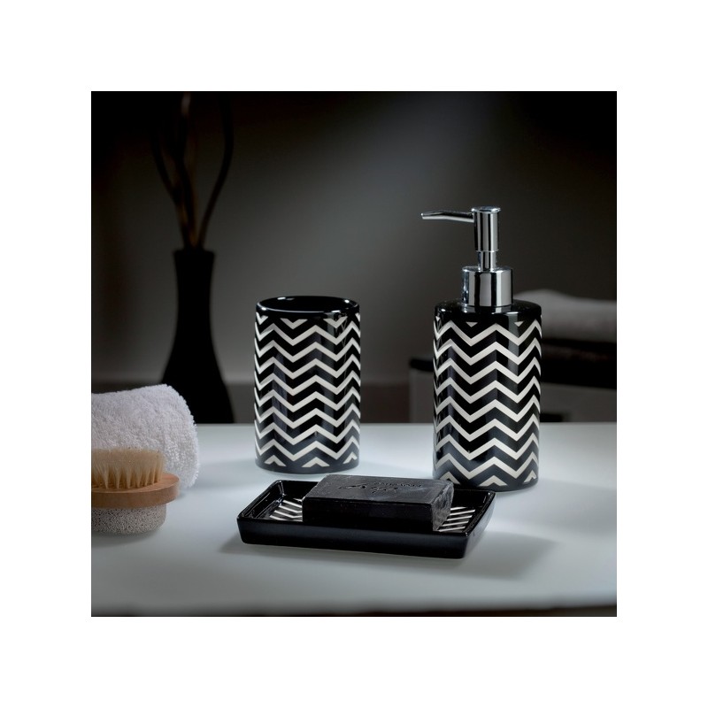 Spirella Porte Savon Céramique WAVE Noir & Blanc Spirella