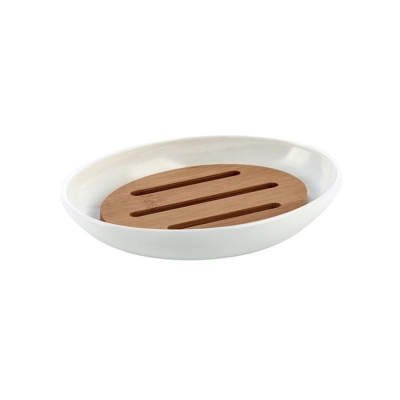spirella Porte Savon OSLO PS & Bambou Blanc & Beige MSV