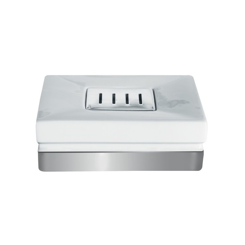 spirella Porte savon Porcelaine ROMA Blanc & Argent Spirella