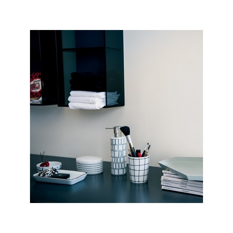 Spirella Porte Savon Porcelaine VISBY Noir & Blanc Spirella