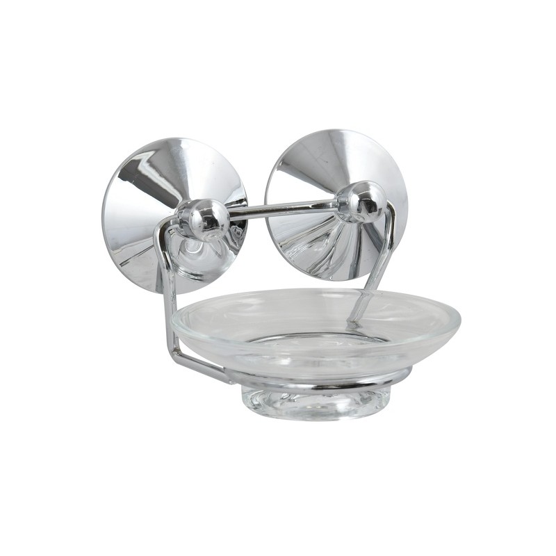 spirella Porte Savon Rond Acier SUPER VENTOUSES Chromé MSV