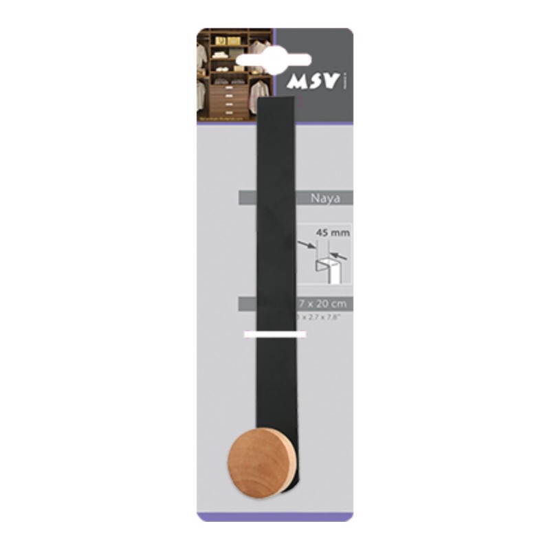 Spirella Porte Serviette Patère NAYA Noir Mat & Bambou MSV
