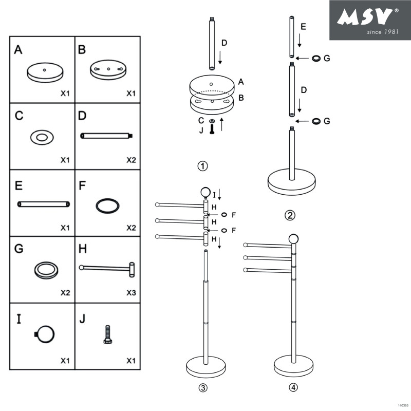 Spirella Porte Serviettes 3 Branches Acier Blanc MSV