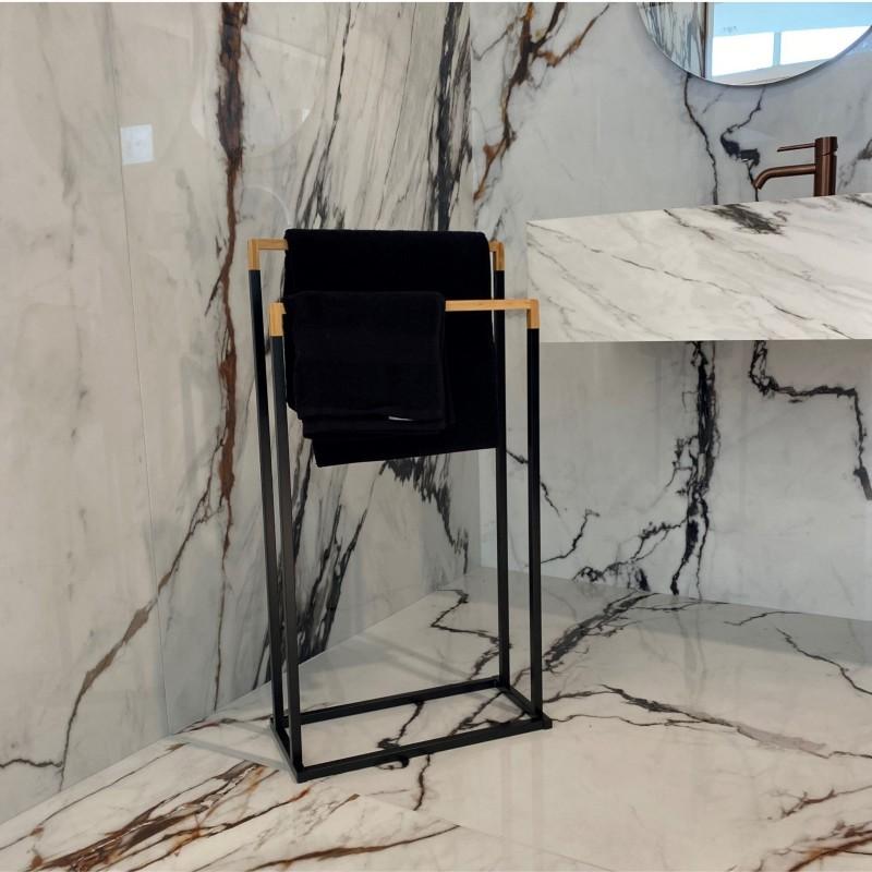 Spirella Porte Serviettes CHIC Acier & Bambou Noir Spirella