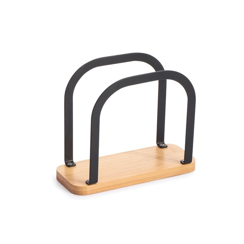 spirella Porte serviettes de tables Design industriel Bambou & Acier ELIE Noir mat MSV