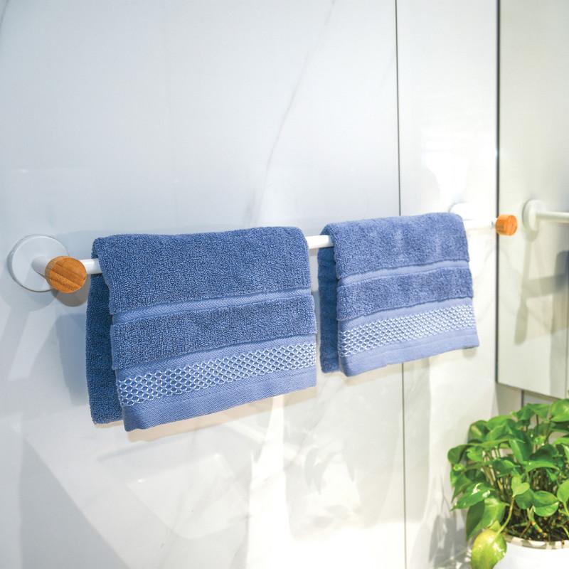 Spirella Porte Serviettes Mural En Acier & Bambou IANA Blanc Mat MSV