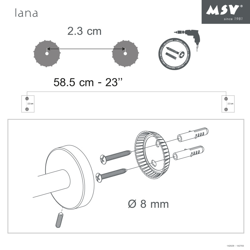 Spirella Porte Serviettes Mural En Acier & Bambou IANA Noir Mat MSV
