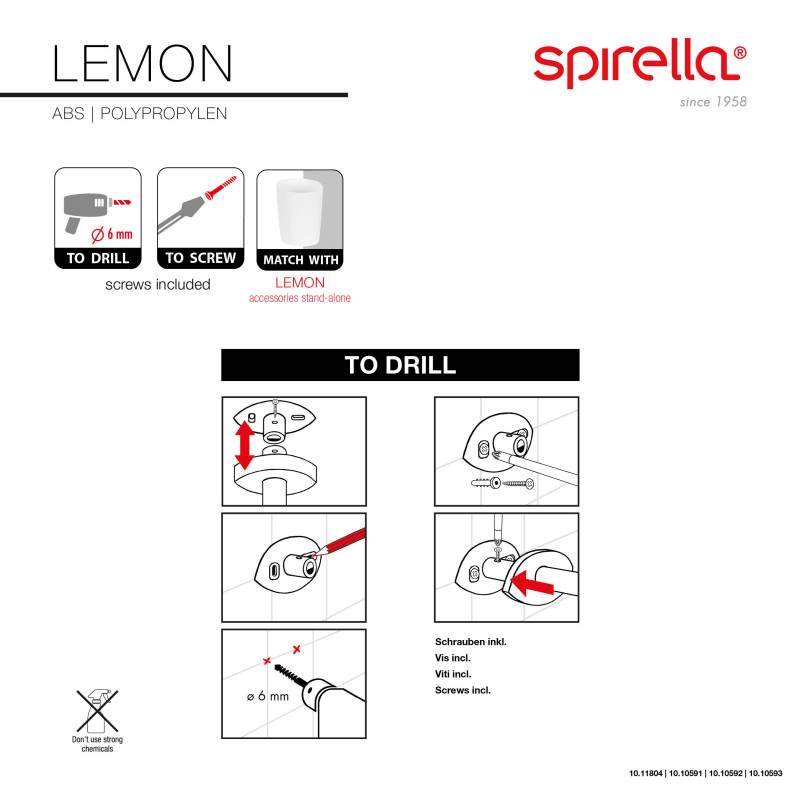 Spirella Porte Serviettes Mural En Aluminium LEMON Blanc Spirella