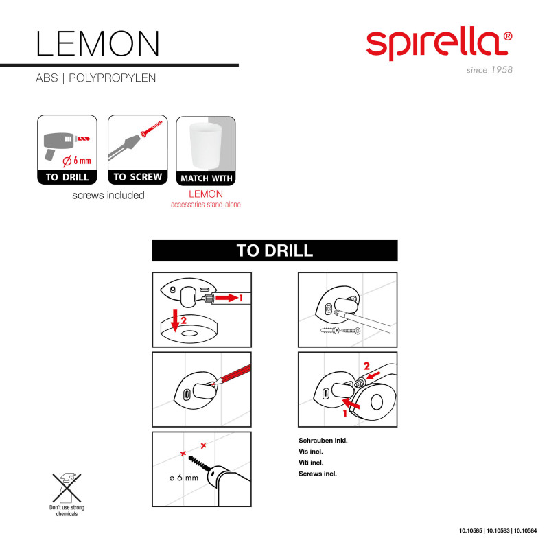 Spirella Porte Serviettes Mural Incurvé En Aluminium LEMON Blanc Spirella
