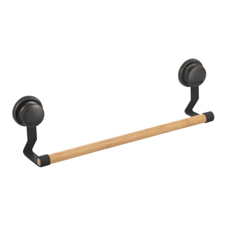 spirella Porte Serviettes mural MEGA VENTOUSES Bambou & Acier Noir mat MSV