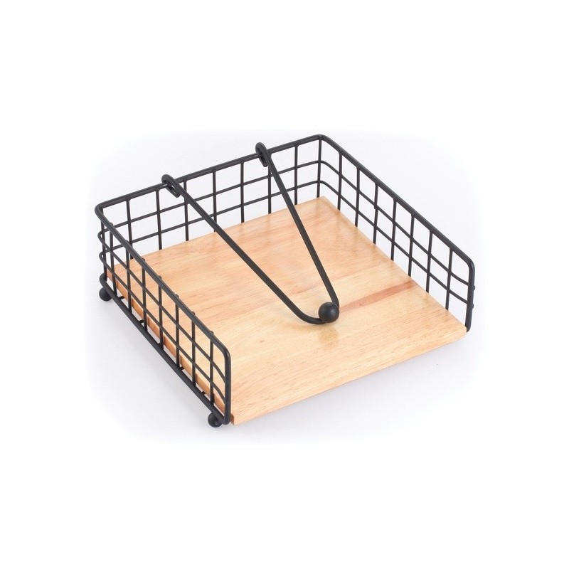 spirella Porte serviettes papier de table avec barre de maintien Design industriel Bois & Acier ELIE Noir mat MSV