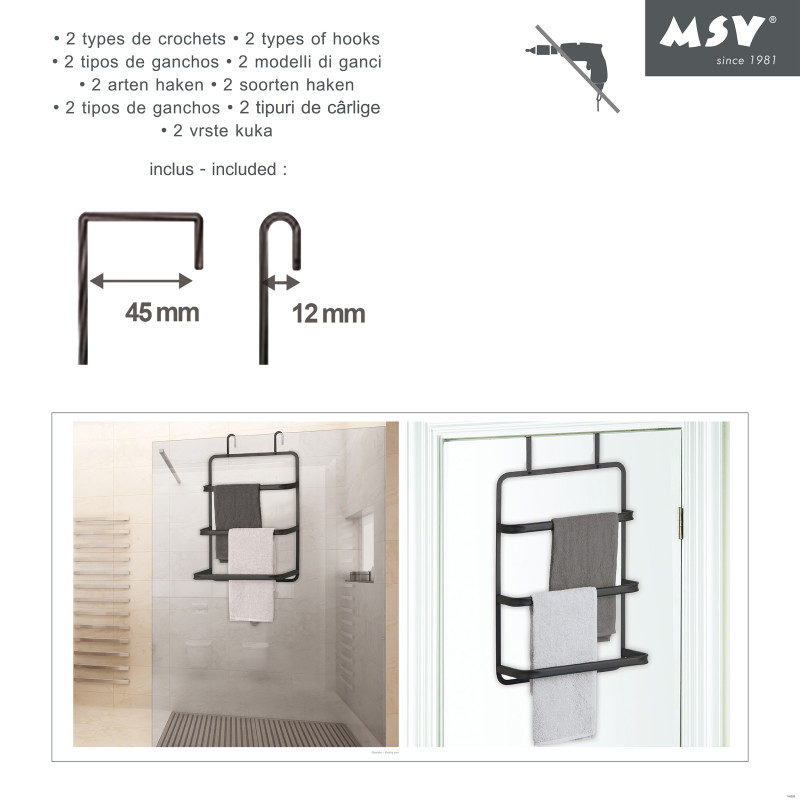 Spirella Porte Serviettes Spécial Paroi De Douche Ou Porte MSV