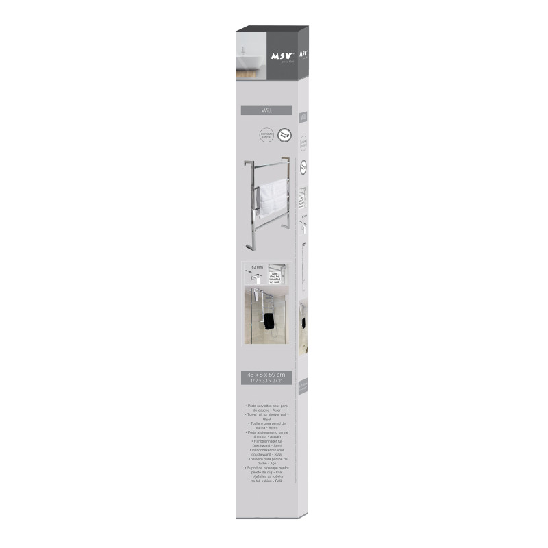 Spirella Porte Serviettes Will Spécial Paroi De Douche Porte Ou A Fixer Au Mur MSV