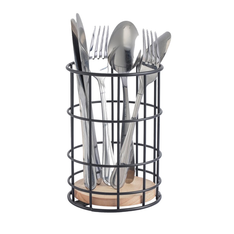 spirella Porte ustensiles de cuisine Design industriel Bois & Acier ELIE Noir mat MSV