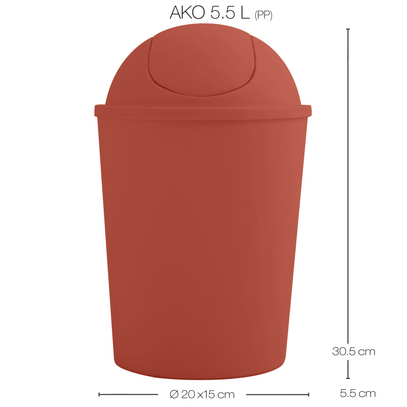Spirella Poubelle à  Bascule AKO 5 5L Terracotta MSV