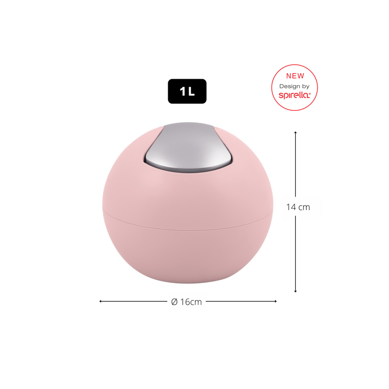Spirella Poubelle à  Bascule BOWL MATT 1L Rose Mat Spirella