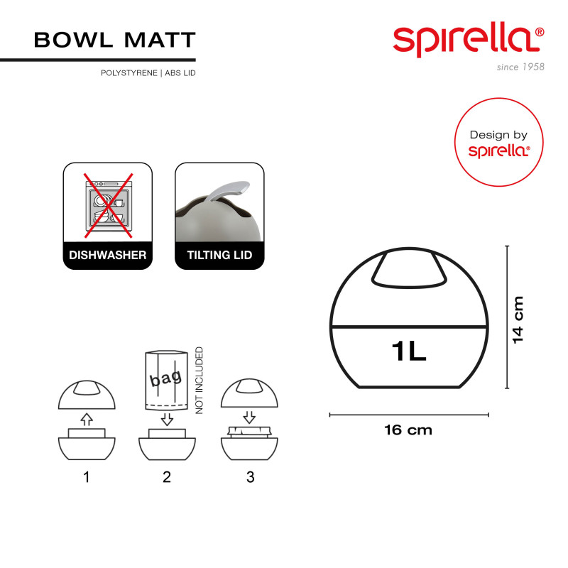 Spirella Poubelle à  Bascule BOWL MATT 1L Rose Mat Spirella