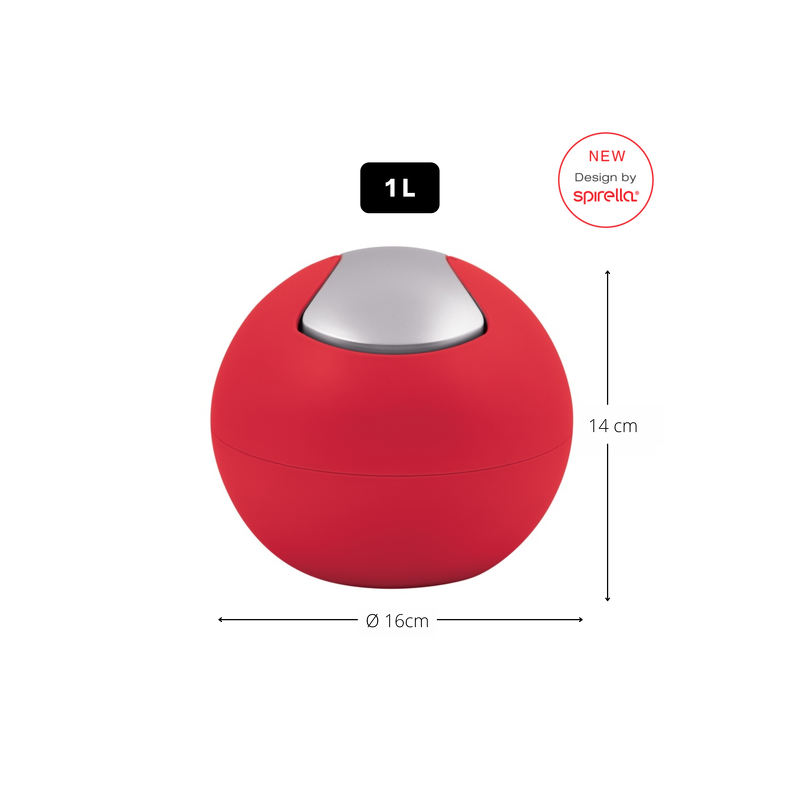 Spirella Poubelle à  Bascule BOWL MATT 1L Rouge Mat Spirella