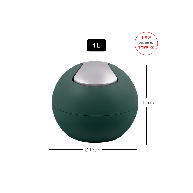 Spirella Poubelle à  Bascule BOWL MATT 1L Vert Foncé Mat Spirella