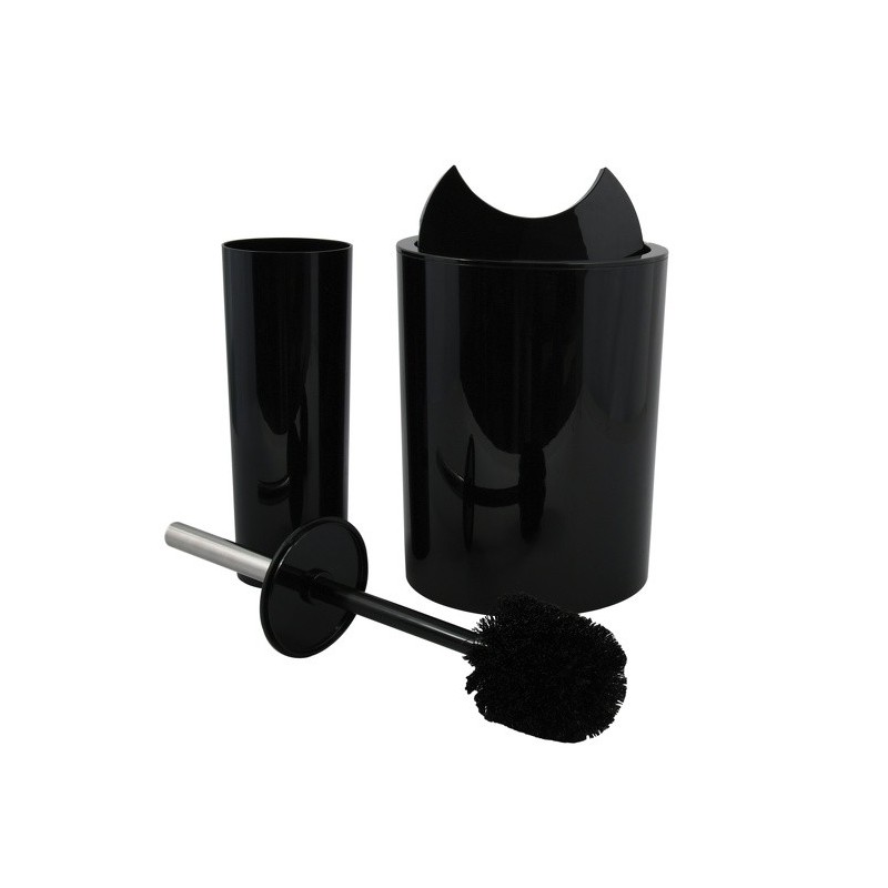 Spirella Poubelle à  Bascule & Brosse Wc PP 6L SUN & MOON Noir Spirella