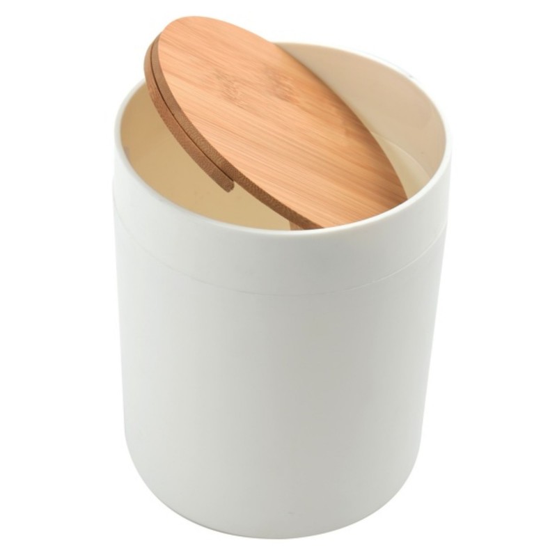 Spirella Poubelle à bascule De Salle De Bain PP & Bambou ALAIS 2 5L Blanc Spirella