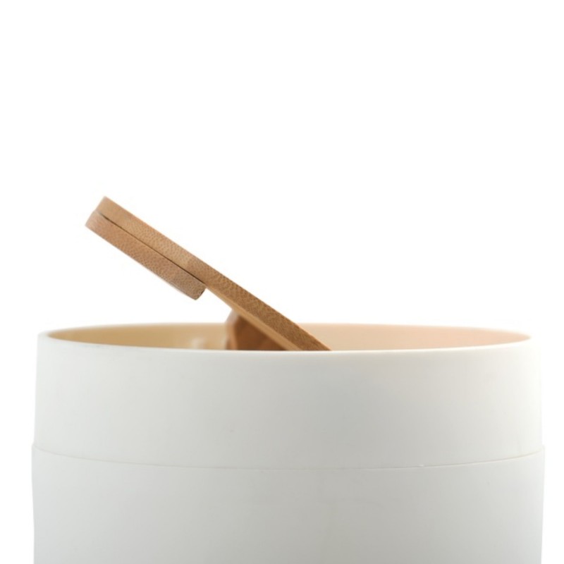 Spirella Poubelle à bascule De Salle De Bain PP & Bambou ALAIS 2 5L Blanc Spirella