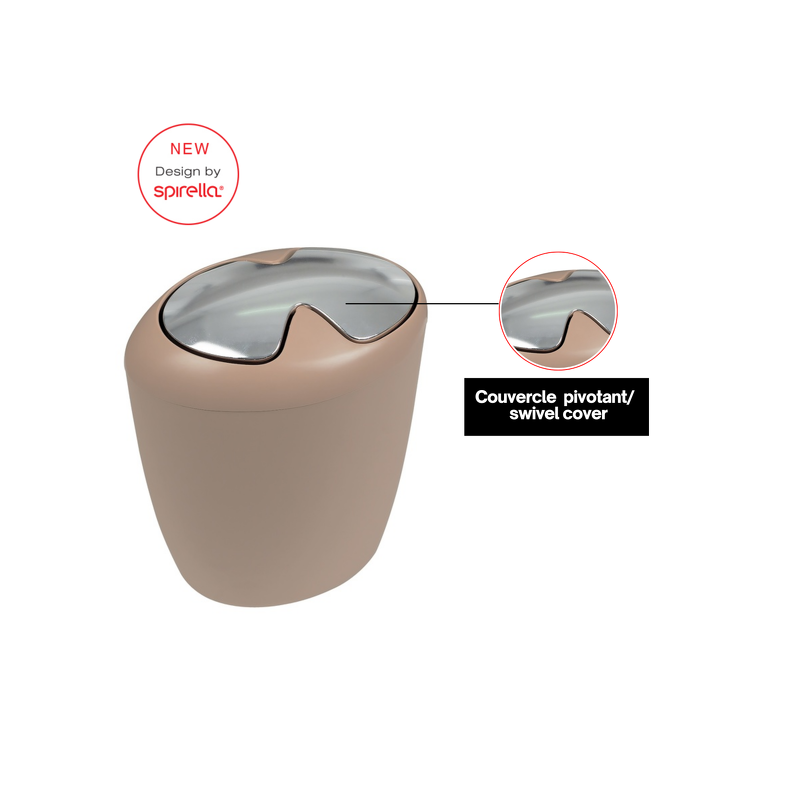 Spirella Poubelle à  Bascule Polyresine ETNA 7L Beige Bahamas Spirella