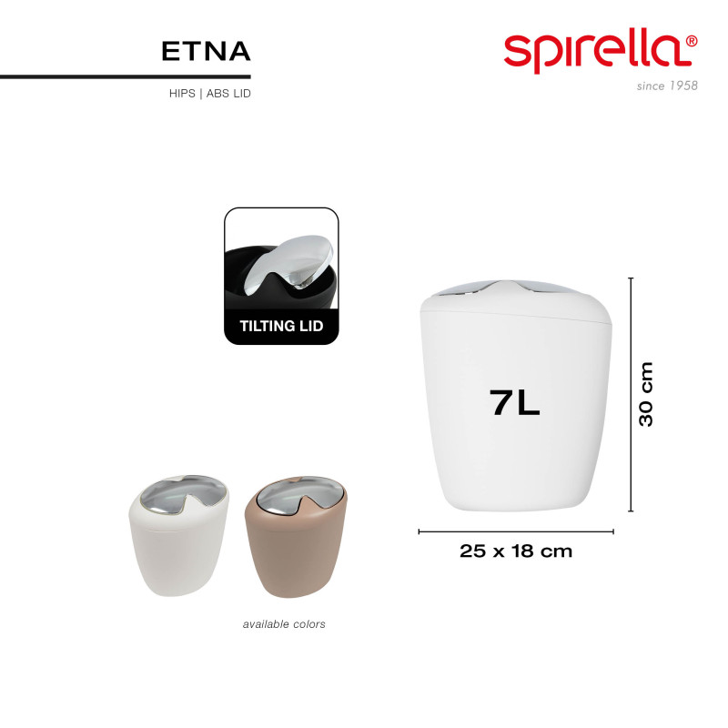 Spirella Poubelle à  Bascule Polyresine ETNA 7L Beige Bahamas Spirella