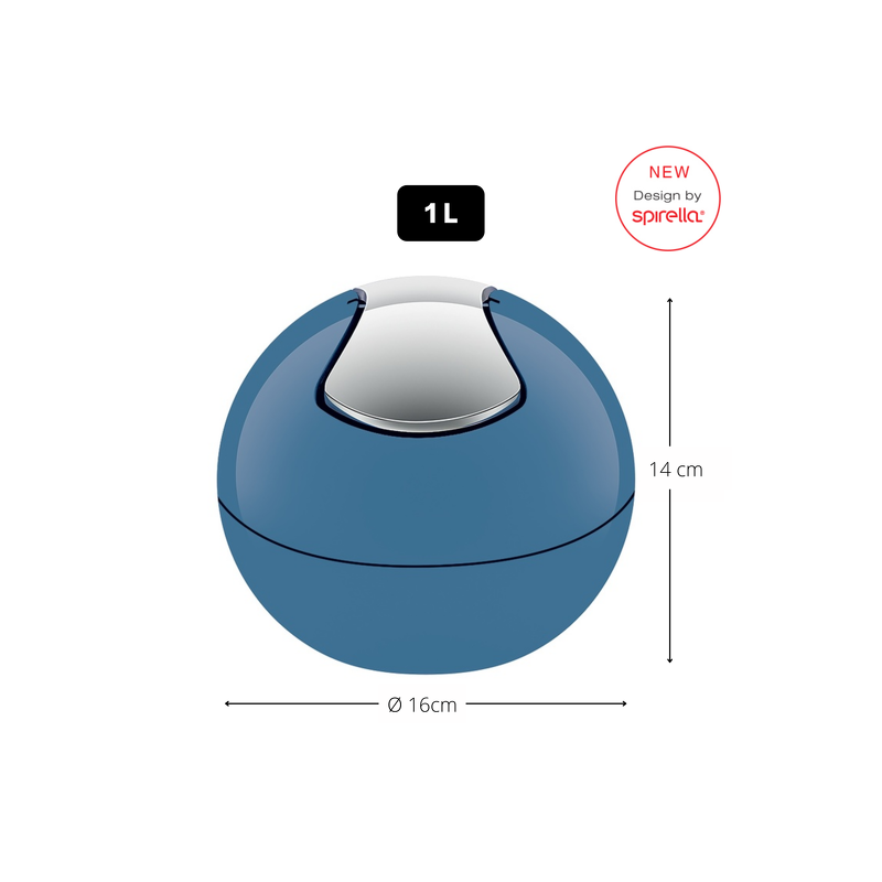 Spirella Poubelle à Bascule PP BOWL 1L Bleu Denim Spirella