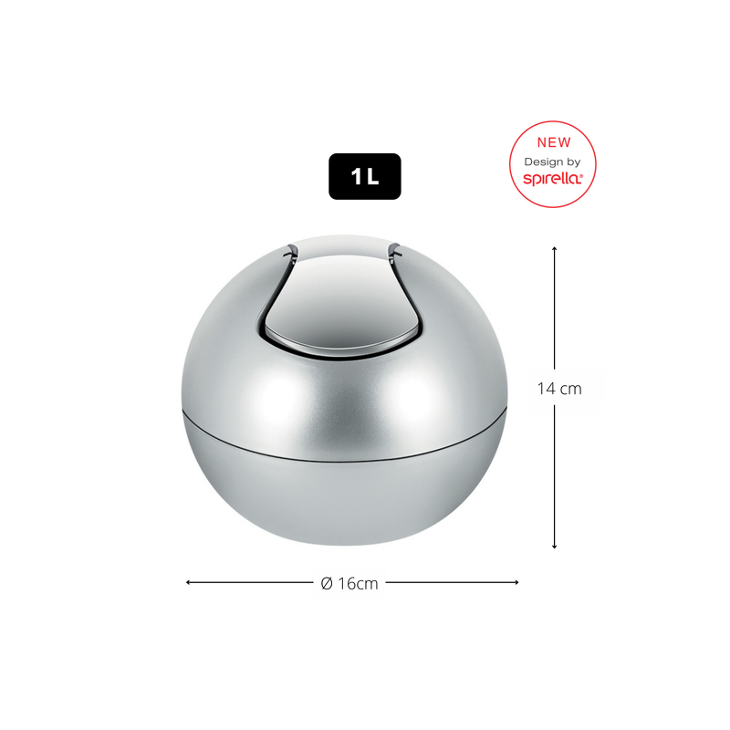 Spirella Poubelle à  Bascule PP BOWL 1L Gris Silver Spirella