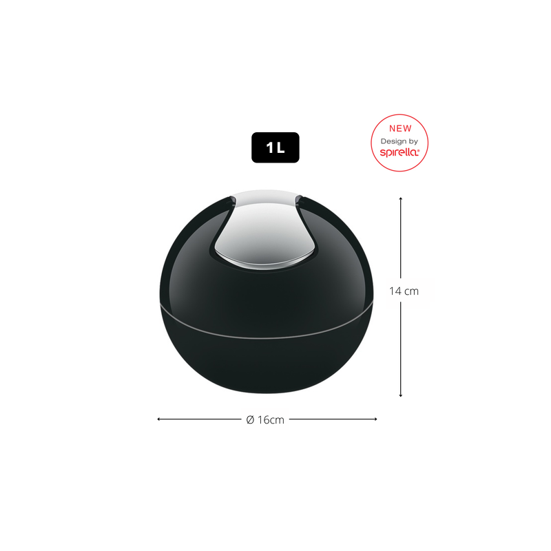 Spirella Poubelle à Bascule PP BOWL 1L Noir Spirella