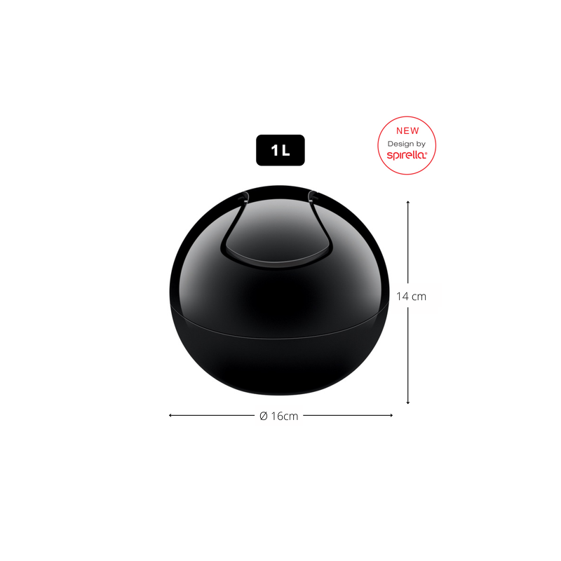 Spirella Poubelle à Bascule PP BOWL 1L Noir Uni Spirella