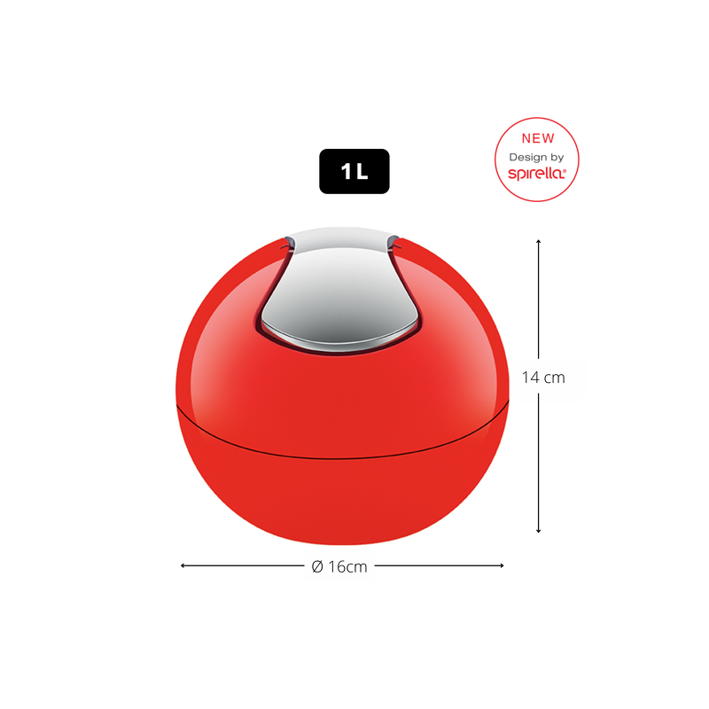 Spirella Poubelle à Bascule PP BOWL 1L Rouge Spirella