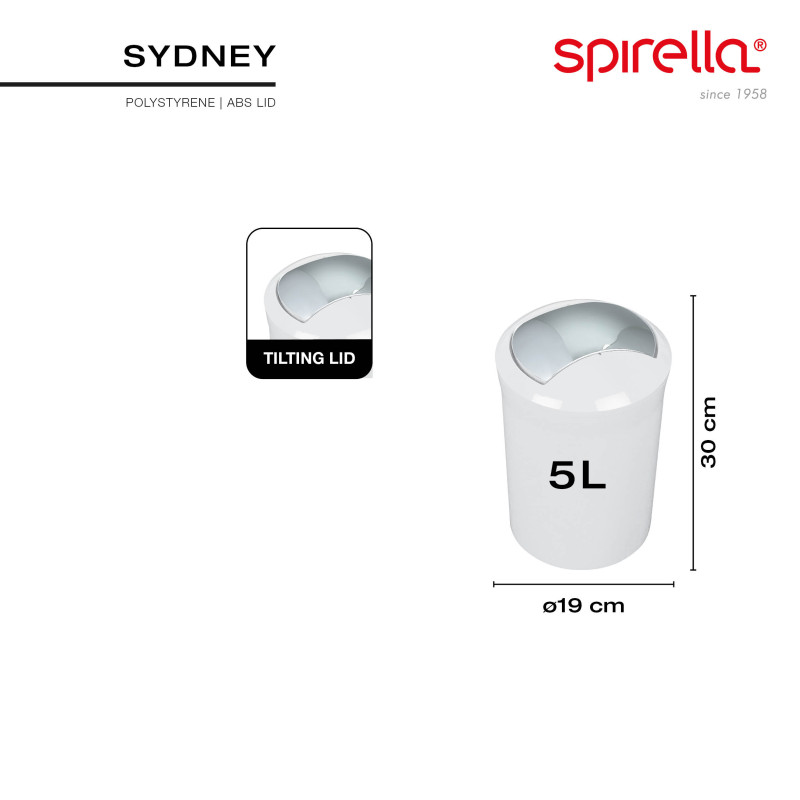 Spirella Poubelle à  Bascule PS SYDNEY 5L Orange Spirella
