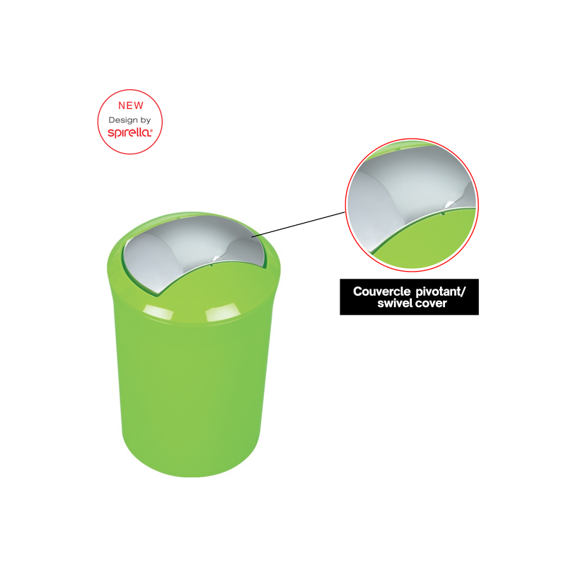 Spirella Poubelle à  Bascule PS SYDNEY 5L Vert Kiwi Spirella