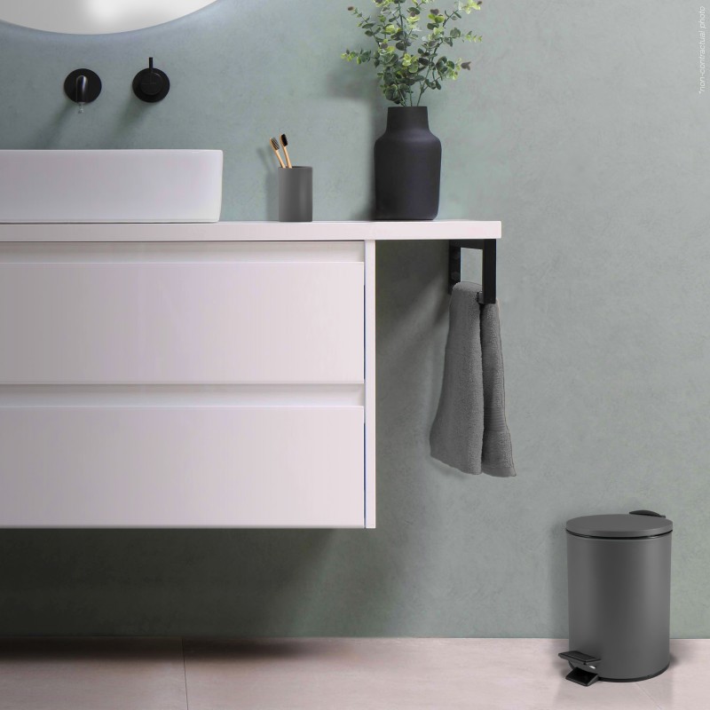 Spirella Poubelle à  Pédale Acier ADELAR 3L Gris Mat Spirella