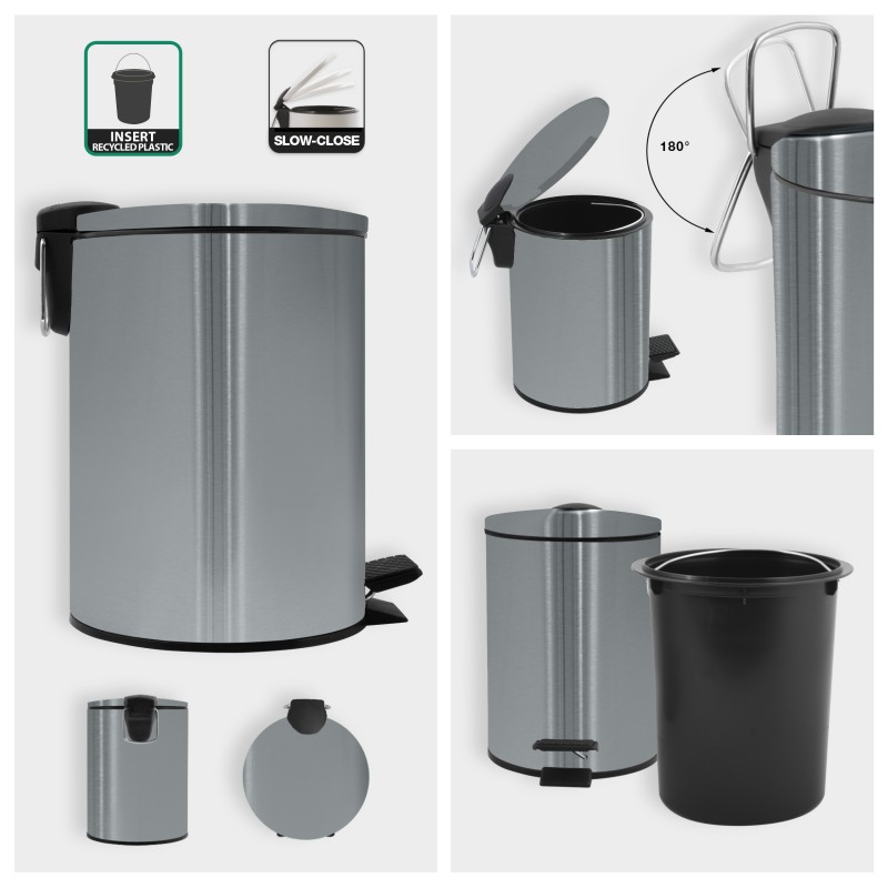 Spirella Poubelle à  Pédale Acier ADELAR 3L Inox Brossé Spirella