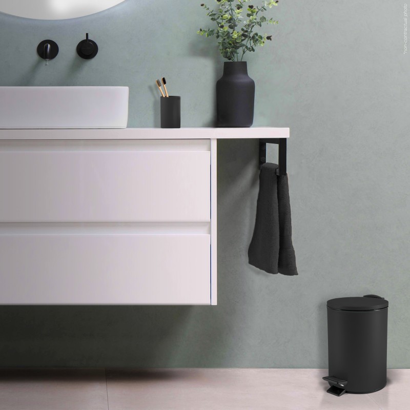 Spirella Poubelle à  Pédale Acier ADELAR 5L Noir Mat Spirella