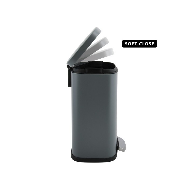 Spirella Poubelle à  Pédale Acier AKIRA 12L Gris Mat Spirella