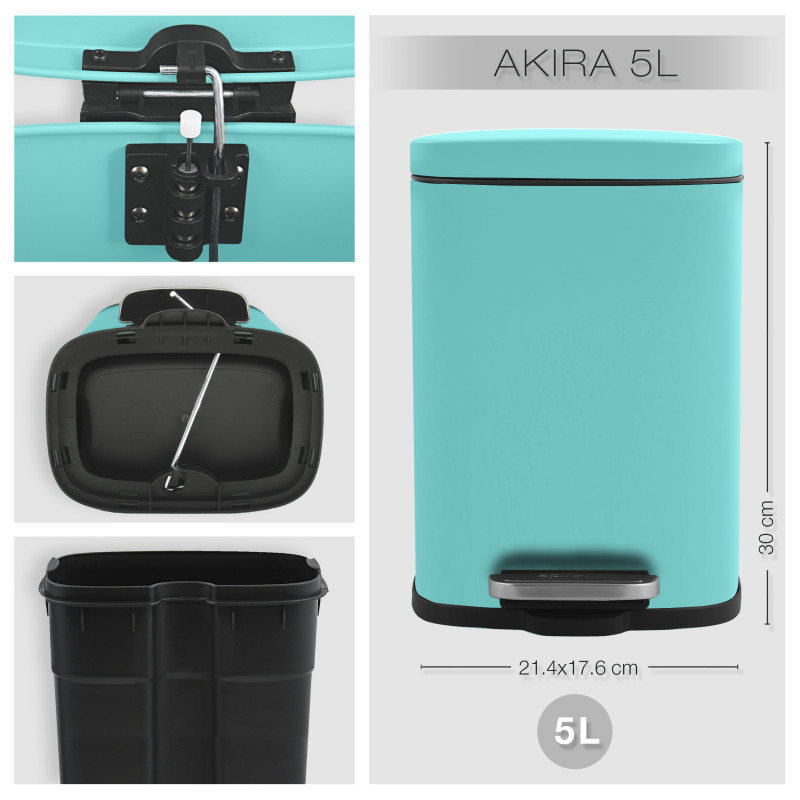 Spirella Poubelle à  Pédale Acier AKIRA 5L Aqua Spirella
