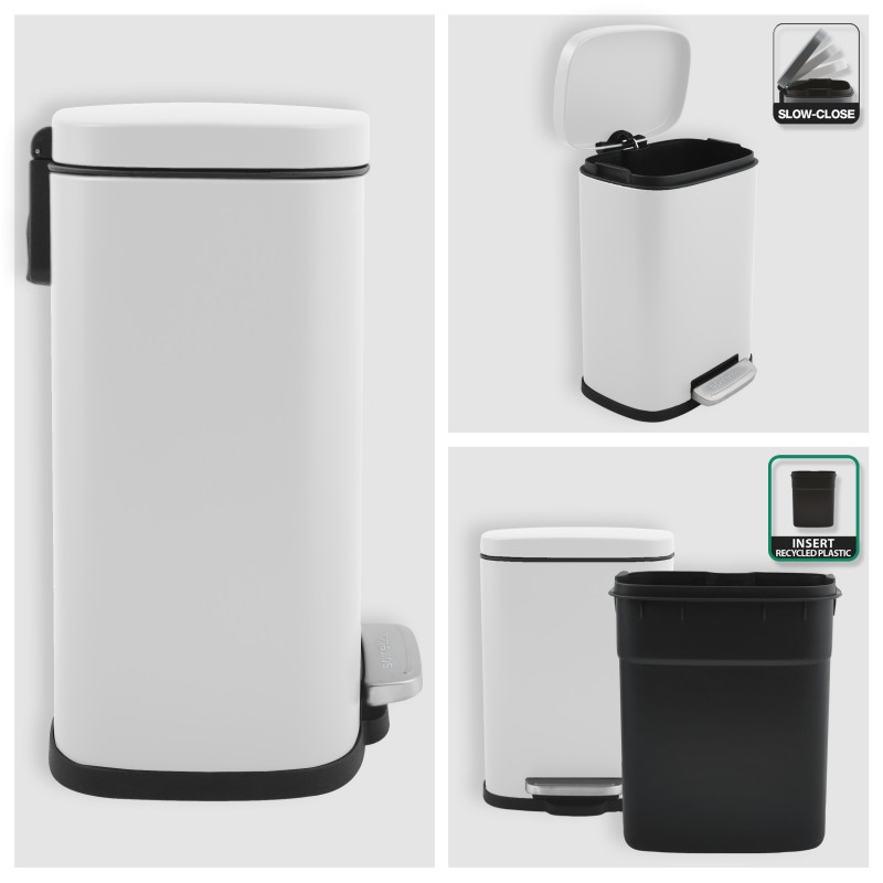 Spirella Poubelle à  Pédale Acier AKIRA 5L Blanc Mat Spirella