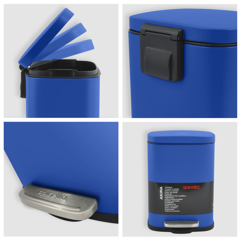 Spirella Poubelle à  Pédale Acier AKIRA 5L Bleu Roi Mat Spirella