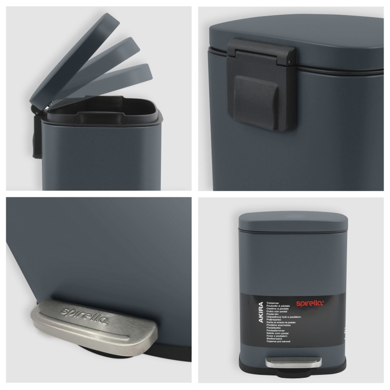 Spirella Poubelle à  Pédale Acier AKIRA 5L Gris Mat Spirella